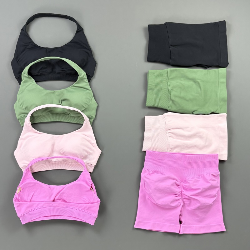 Pilates Yoga Kit - 2Pcs Workout Set Women Halter Removable